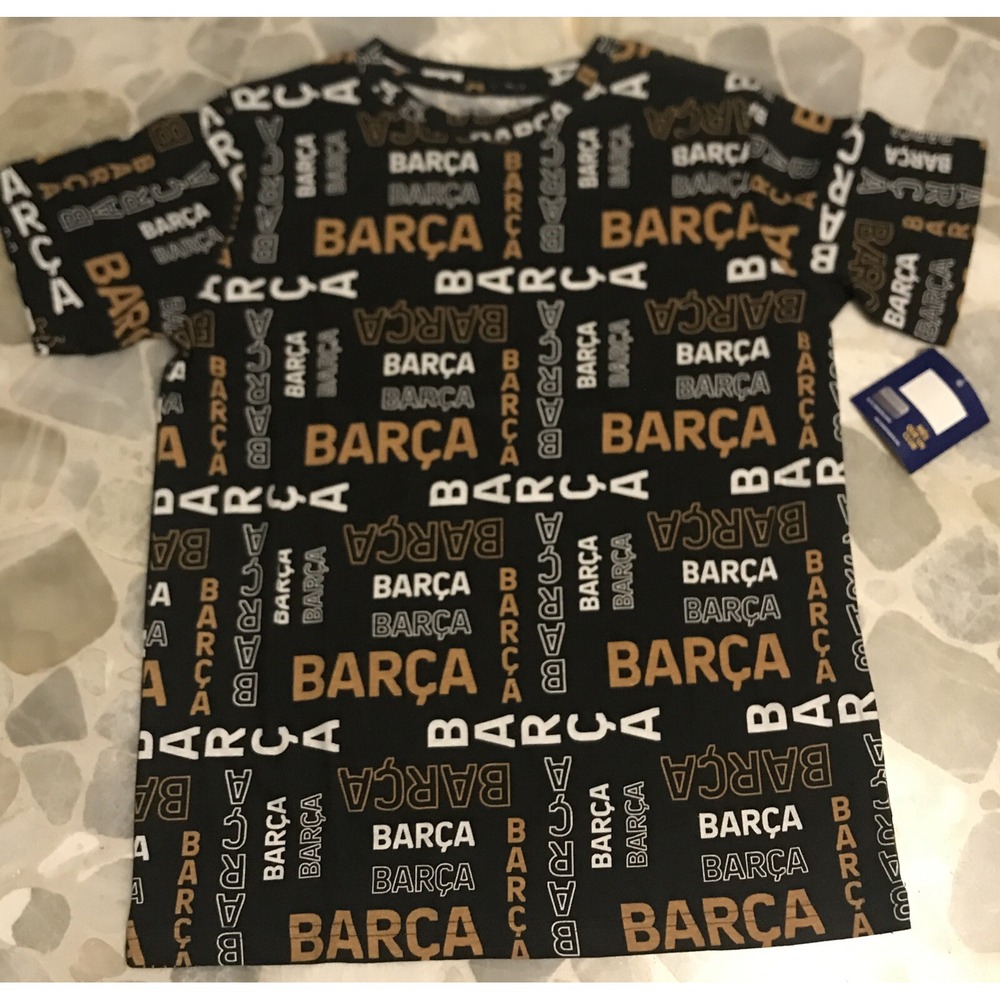FC Barcelona Boy's Tie Dye Black Gray Barça T-Shirt Size Large Soccer Fútbol